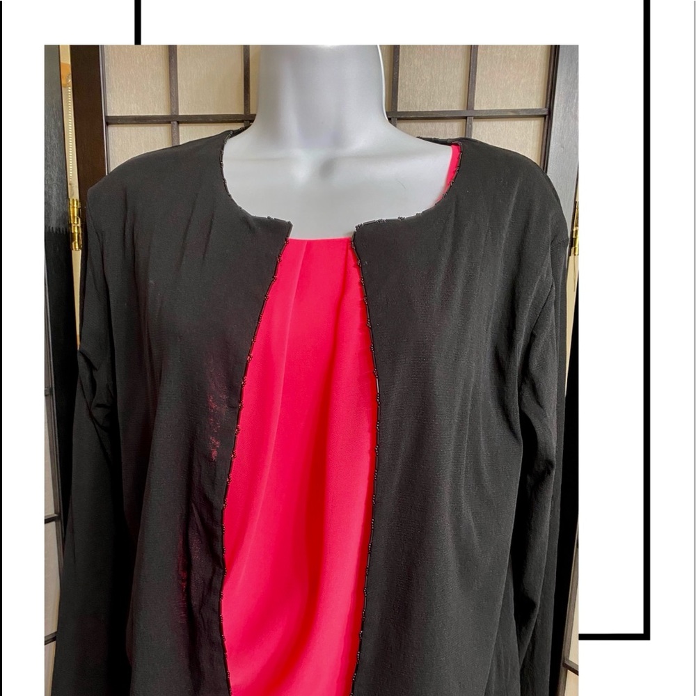 Fancy Semi Sheer Beaded Edge Open Face Cardigan